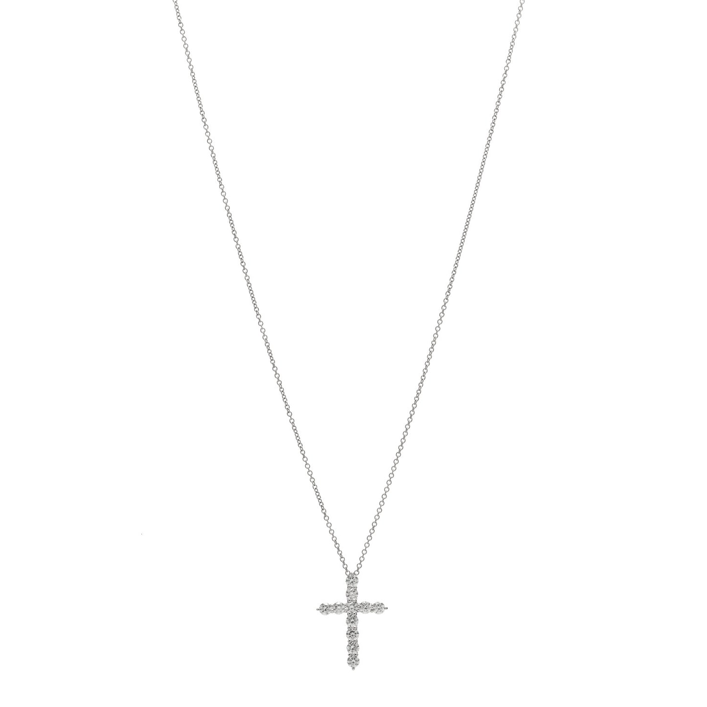 Platinum Diamond Medium Cross Pendant Necklace