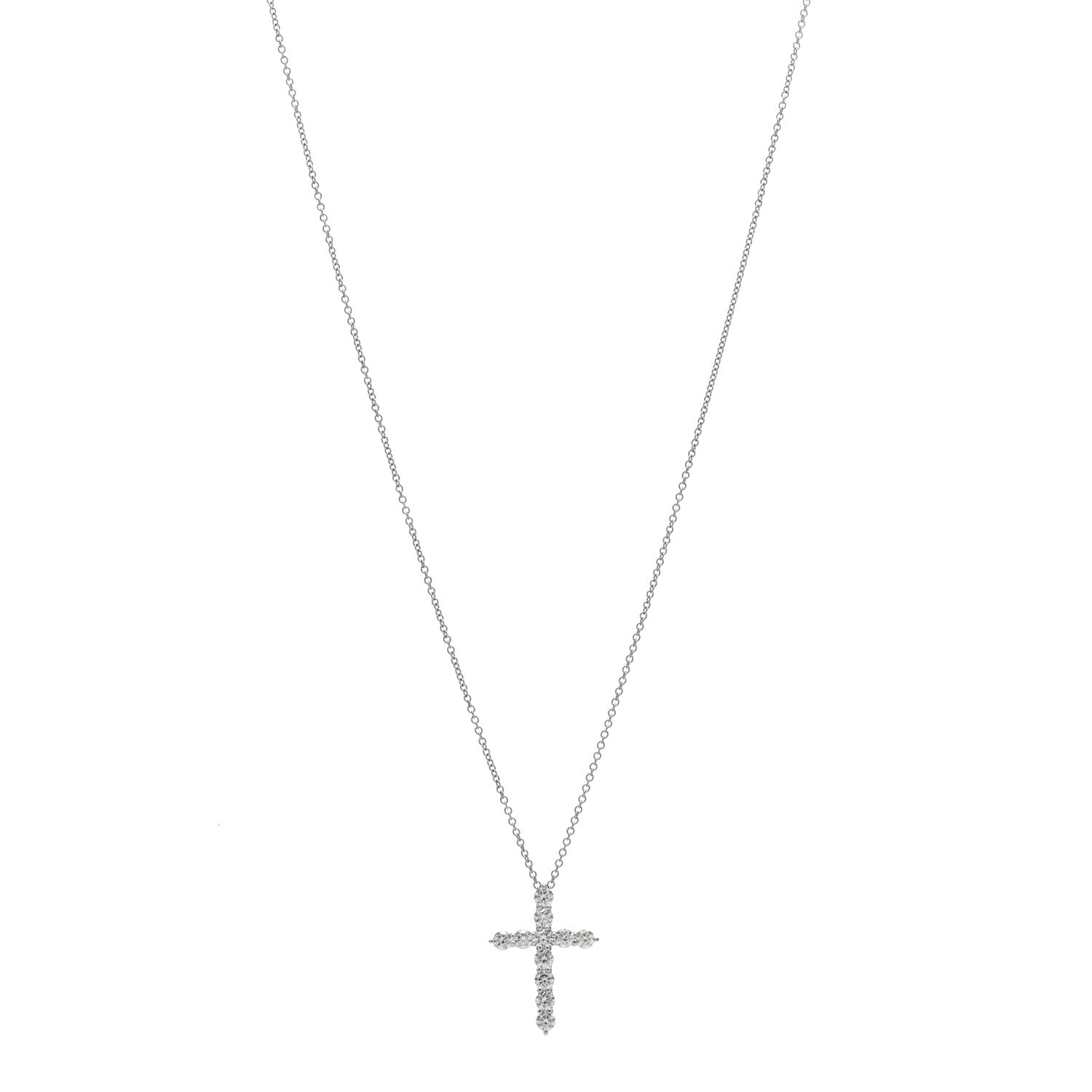 Tiffany Platinum Diamond Medium Cross Pendant Necklace 1 of 6