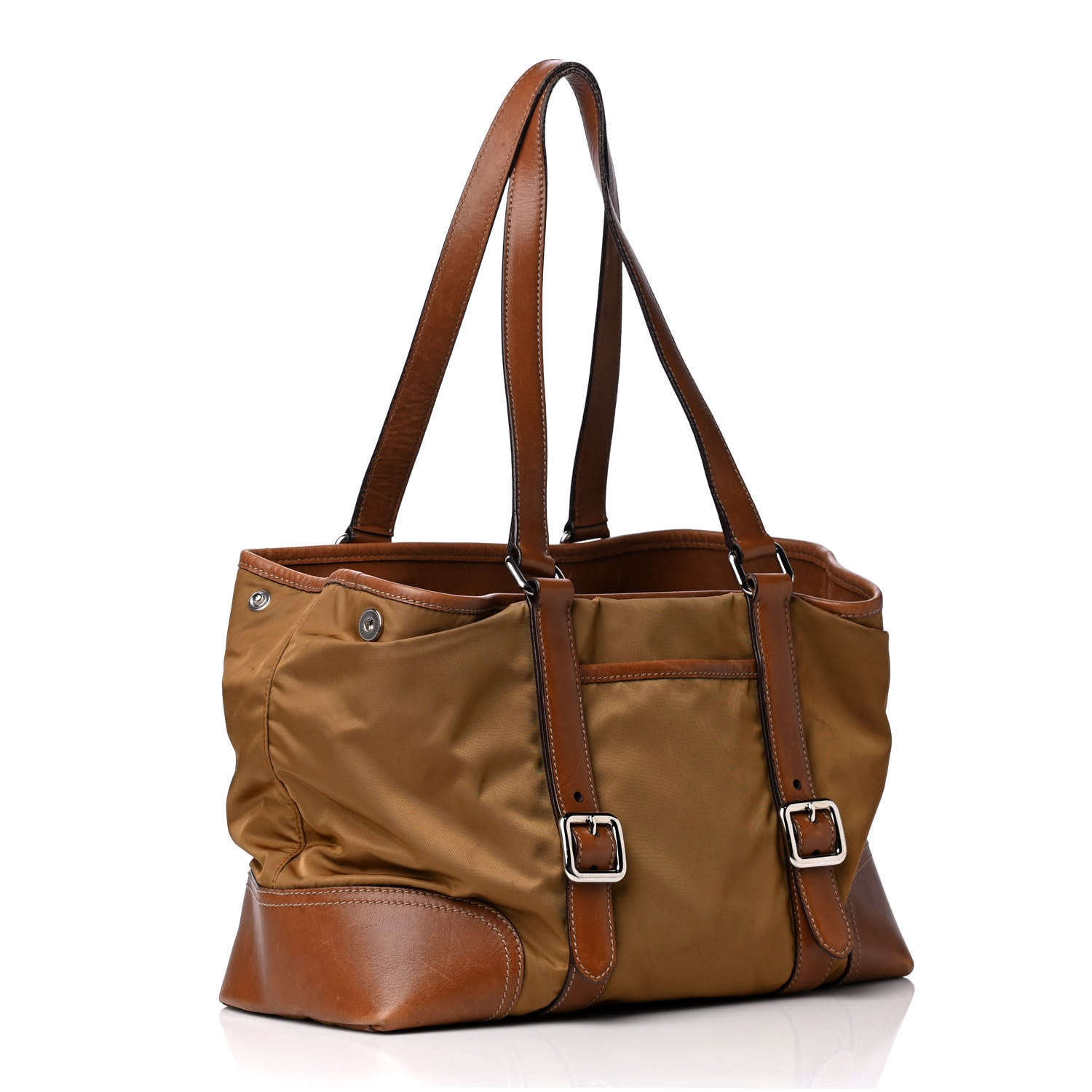 Prada Nylon Calfskin Shoulder Bag Tobacco Sughero 2 of 4