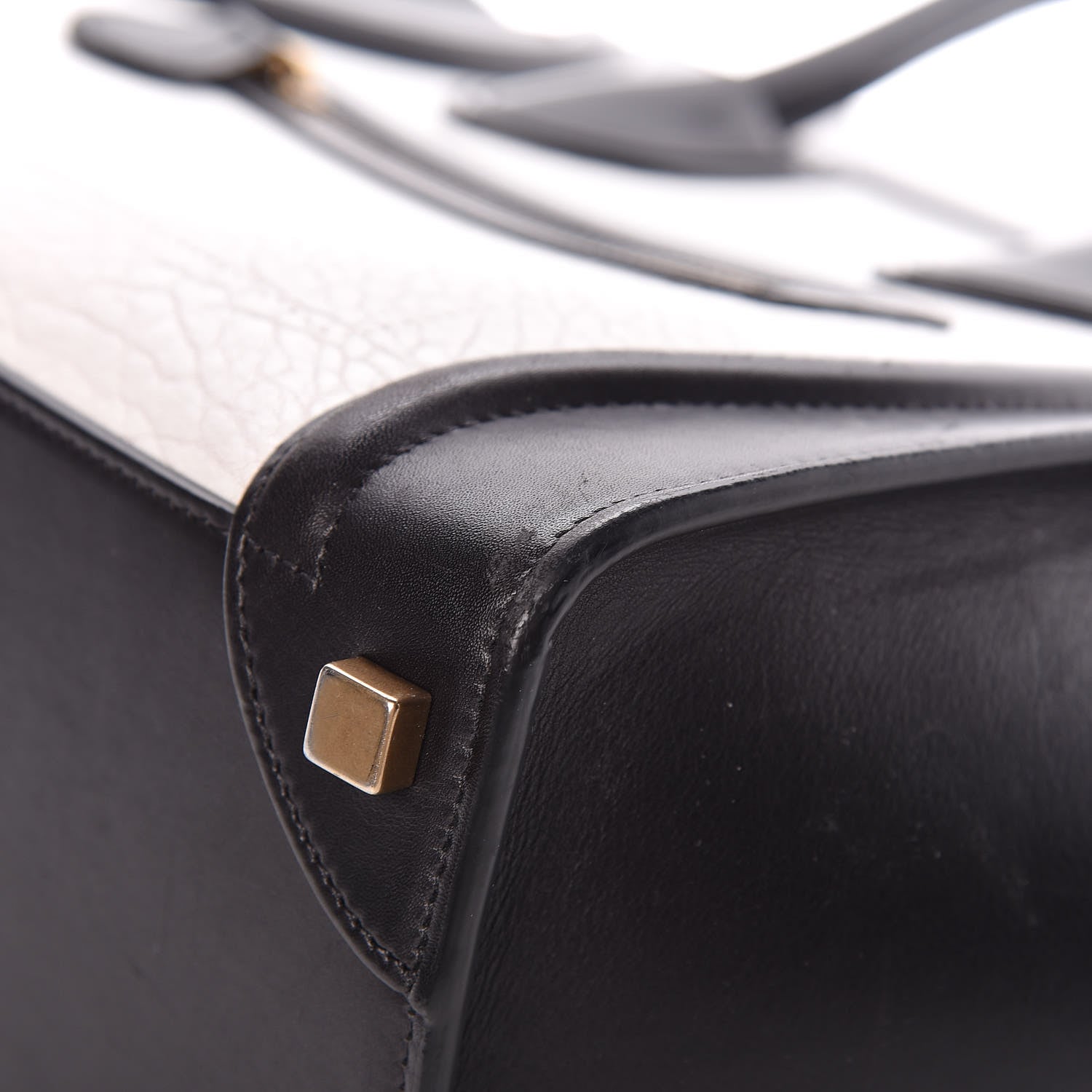 Celine Shrunken Lambskin Micro Bi-Color Luggage Black White 11 of 13