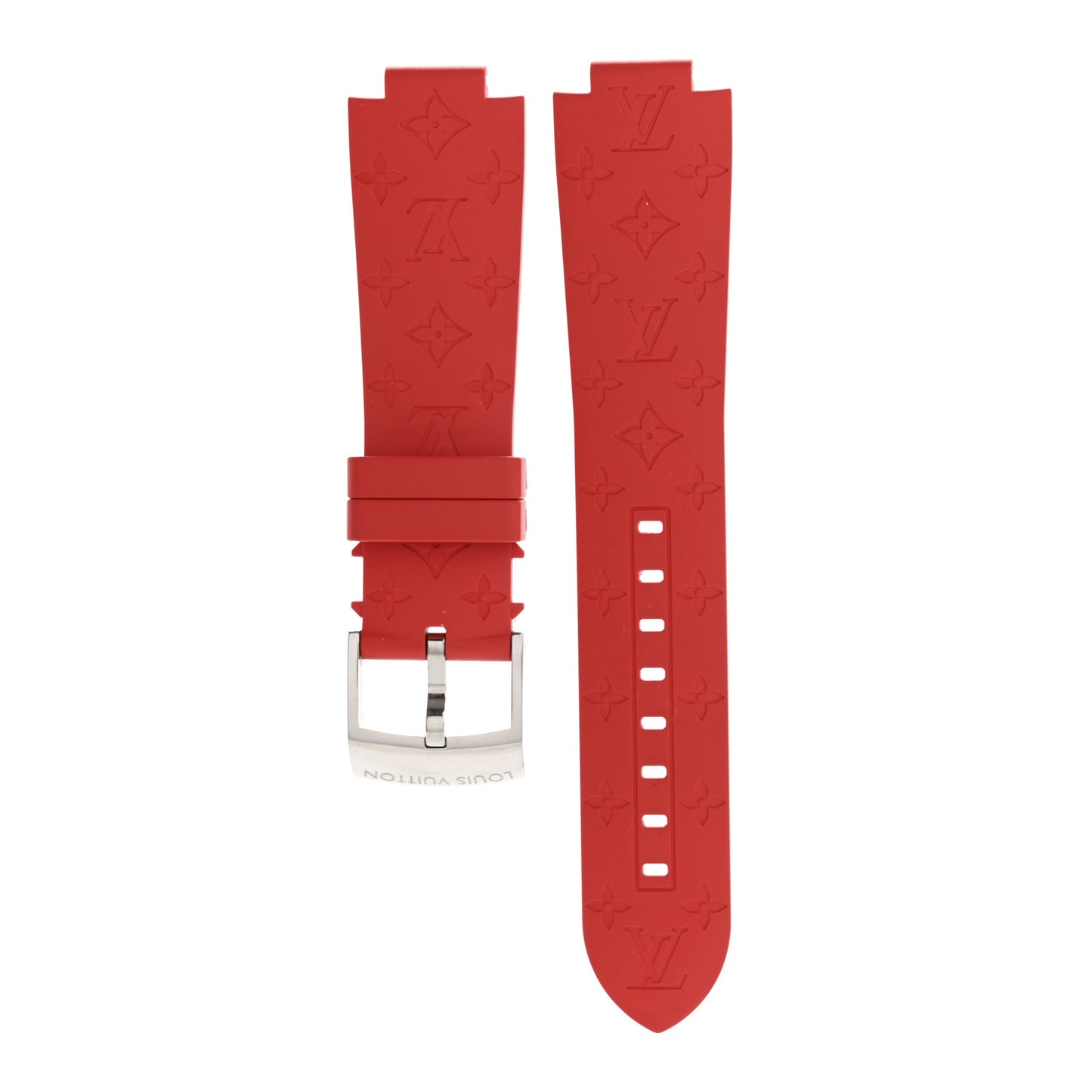 Rubber Monogram Tambour 10mm Watch Strap Red