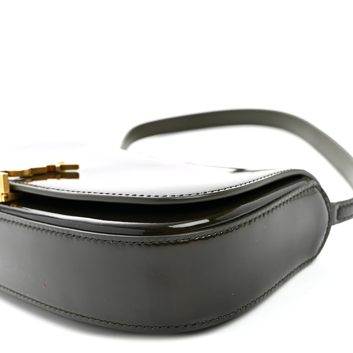 Patent Calfskin Mini Voltaire Shoulder Bag Dark Vineyard Green