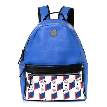 MCM Calfskin Visetos Diamond Print Backpack Blue 1 of 15