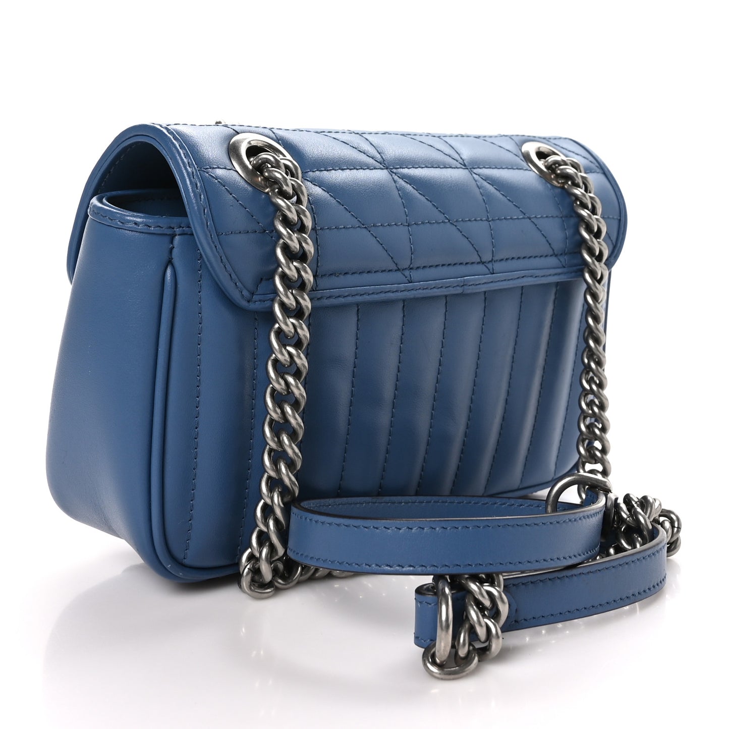 Calfskin Matelasse Aria Mini GG Marmont Shoulder Bag Clear Blue