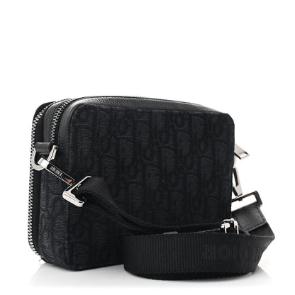 Christian Dior Oblique Zipped With Strap Pouch Blue Black 3 of 13