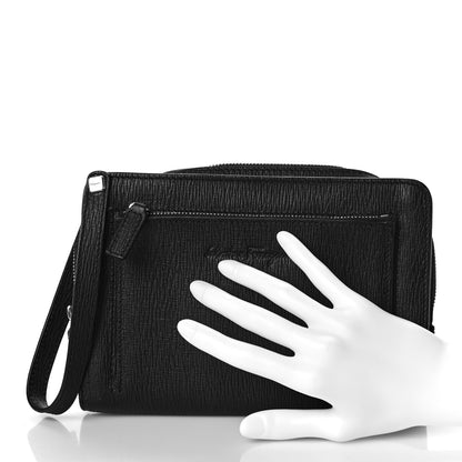 Salvatore Ferragamo Calfskin Wristlet Clutch Black 2 of 9