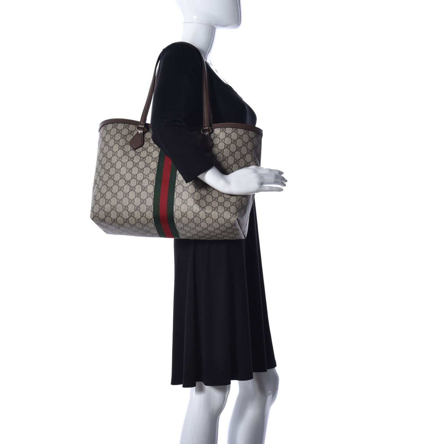 GG Supreme Monogram Medium Ophidia Shopping Tote Brown