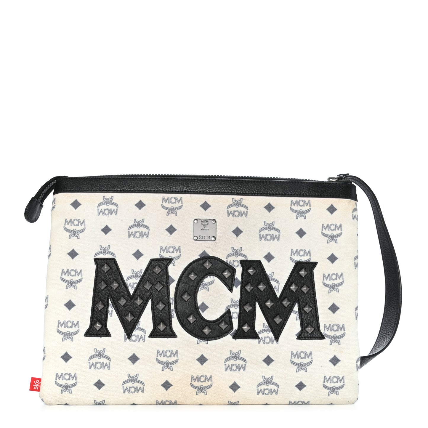 X Ekocycle Visetos Wristlet Pouch White Black