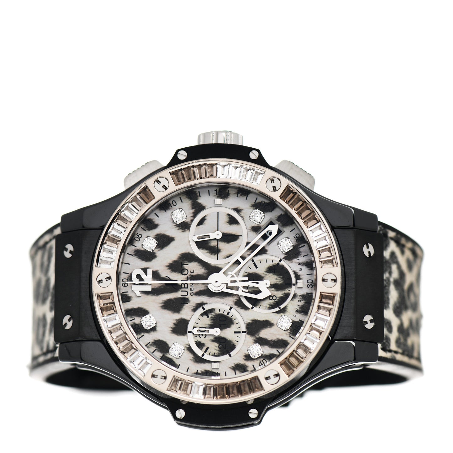 Stainless Steel Ceramic Diamond Baguettes 41mm Big Bang "Snow Leopard" Limited Edition Automatic Watch 341.CW.7717.NR.1977