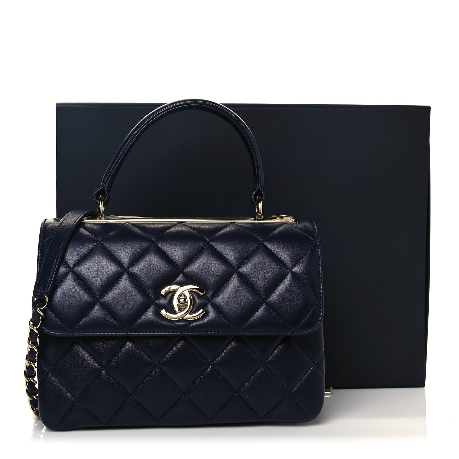 Chanel Lambskin Quilted Small Trendy CC Dual Handle Flap Bag Navy 14 of 14