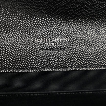 Saint Laurent Grain De Poudre Matelasse Chevron Monogram Monochrome Envelope Clutch Black 6 of 7