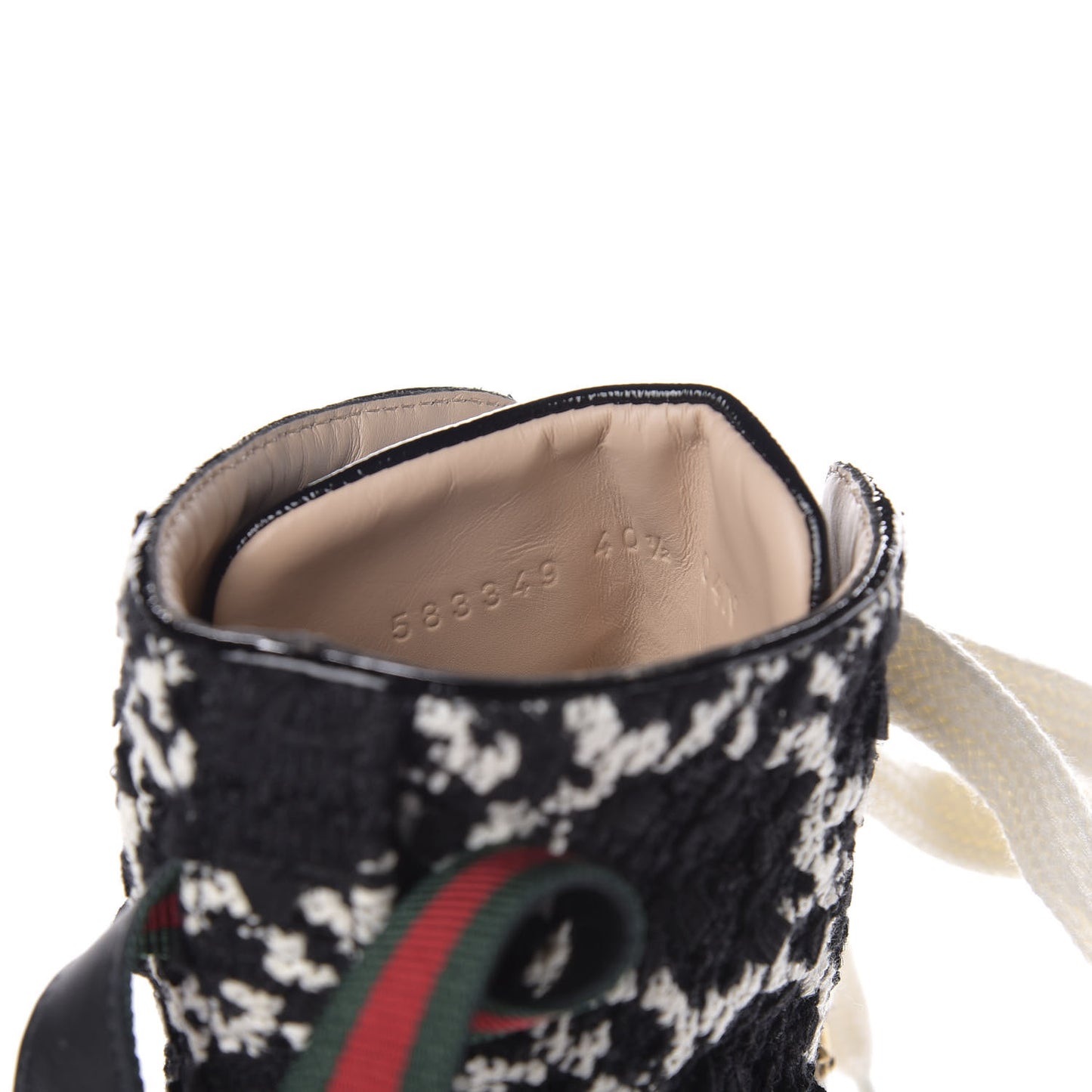 Tweed GG Monogram Lace Up Combat Ankle Boots 40.5 Black