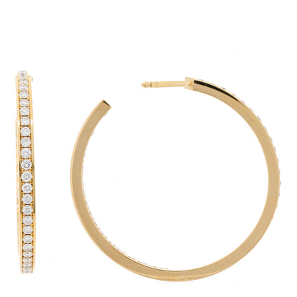 Cartier 18K Yellow Gold Diamond LM Inside Out Hoop Earrings 1 of 5