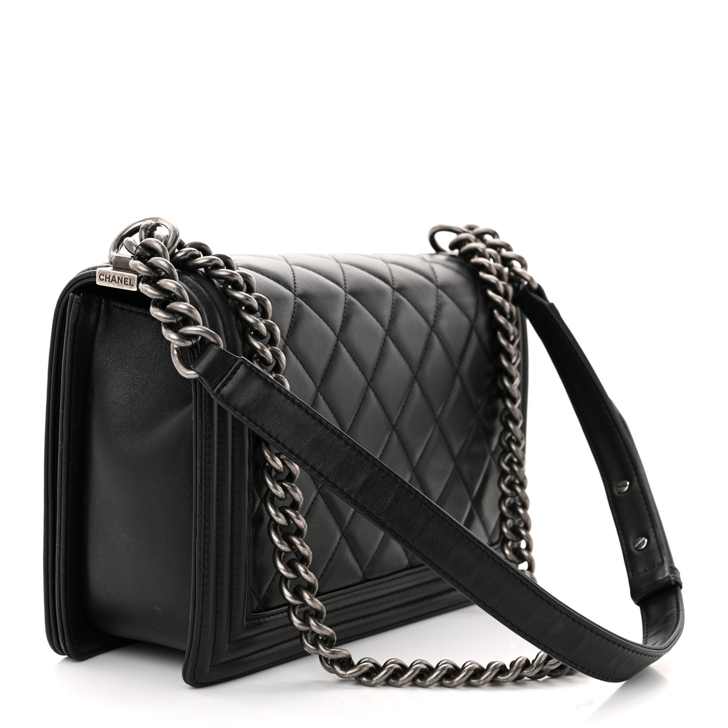 Lambskin Quilted New Medium Boy Flap Black