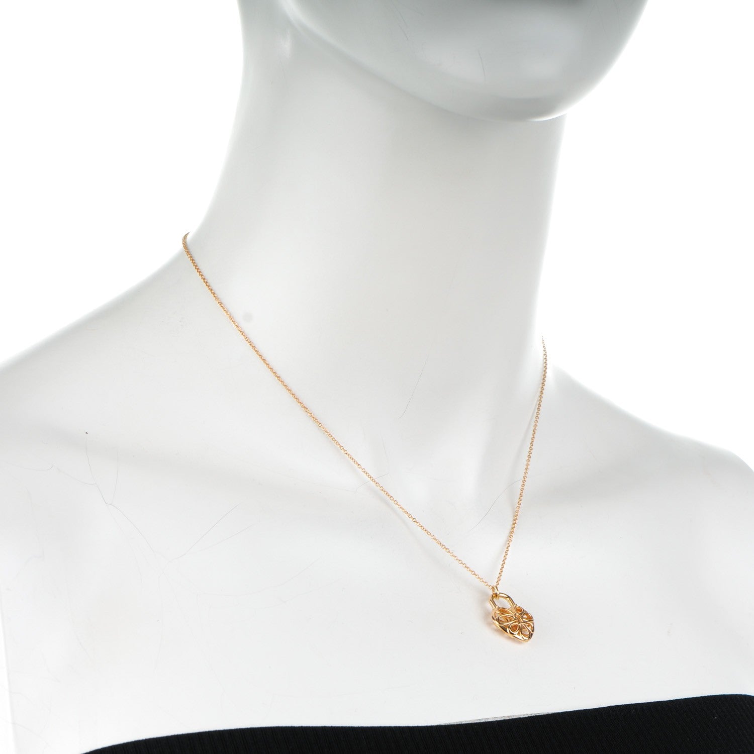 Tiffany 18k Pink Gold Filigree Heart Pendant Necklace 2 of 6