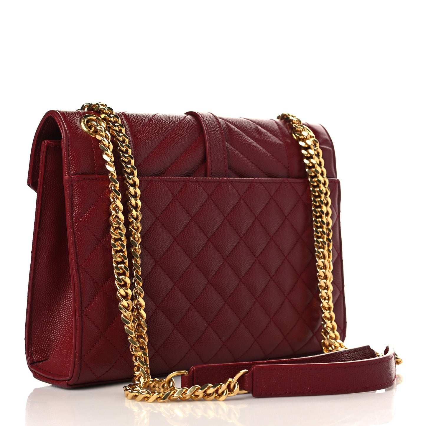 Grain De Poudre Textured Mixed Matelasse Triquilt Medium Monogram Satchel Oxblood