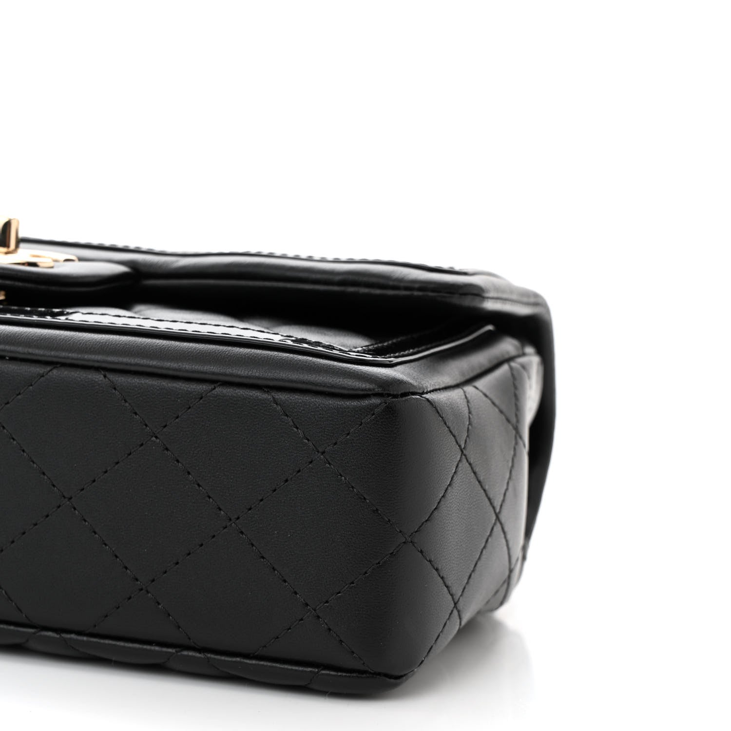Chanel Lambskin Quilted Patent Calfskin Flap Black 10 of 11