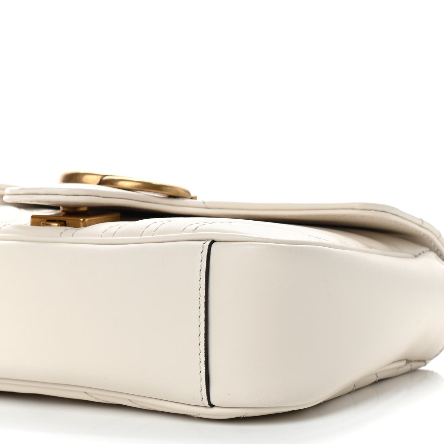 Calfskin Matelasse Mini GG Marmont Shoulder Bag White