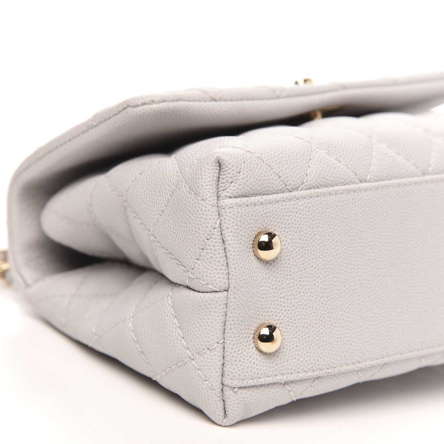 Caviar Quilted Mini Coco Handle Flap Light Grey