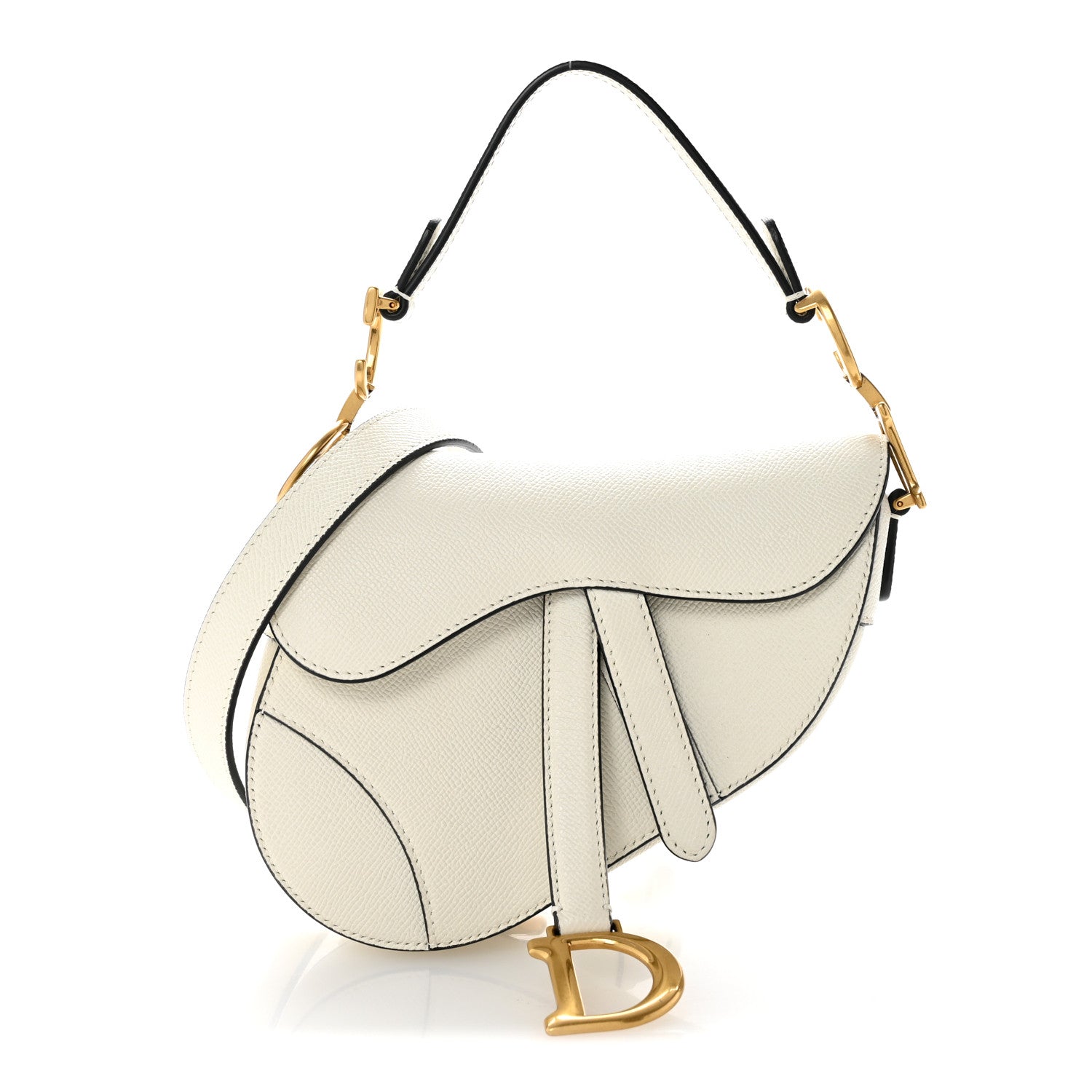 Christian Dior Grained Calfskin Mini Saddle Bag With Strap White 1 of 11
