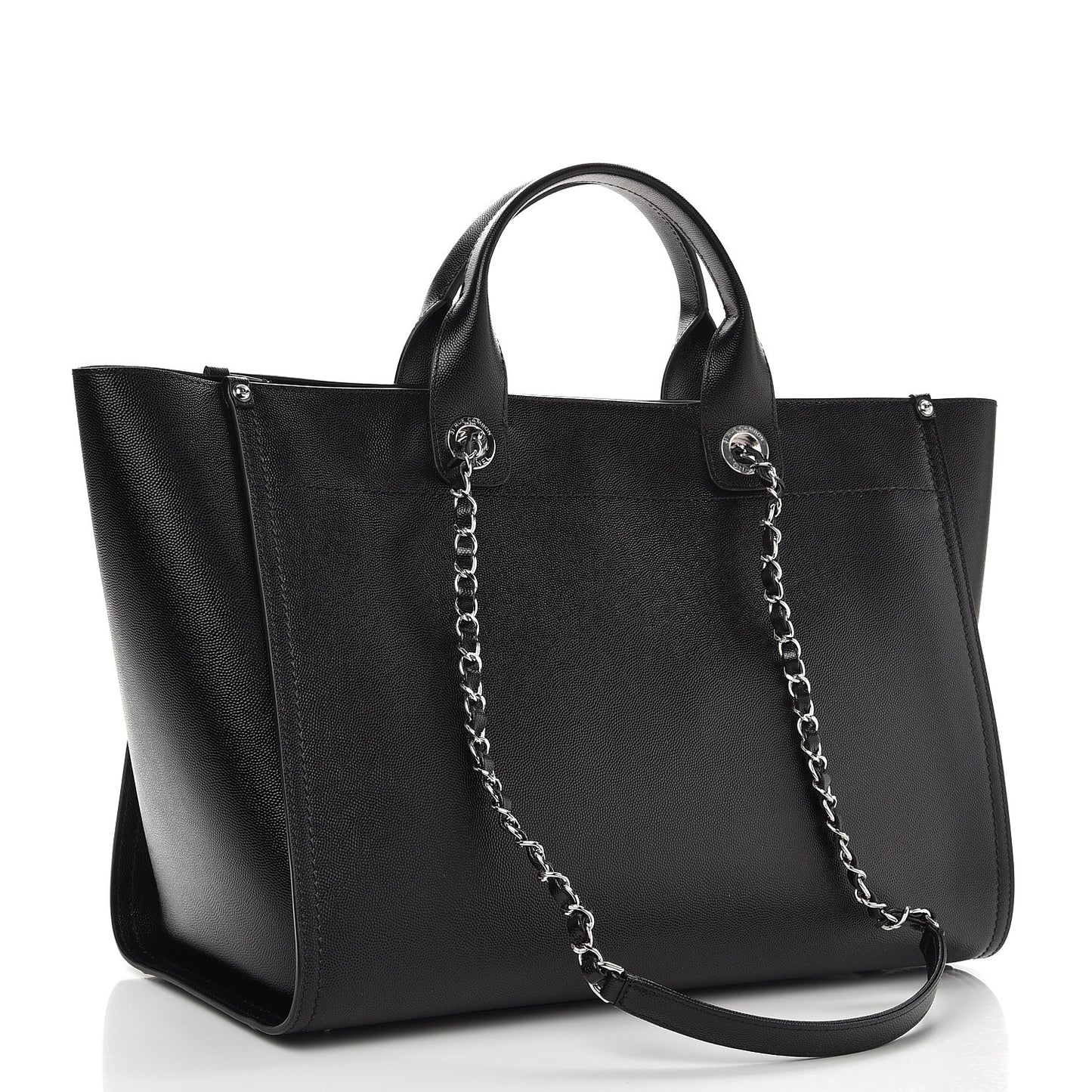 Caviar Medium Studded Deauville Tote Black