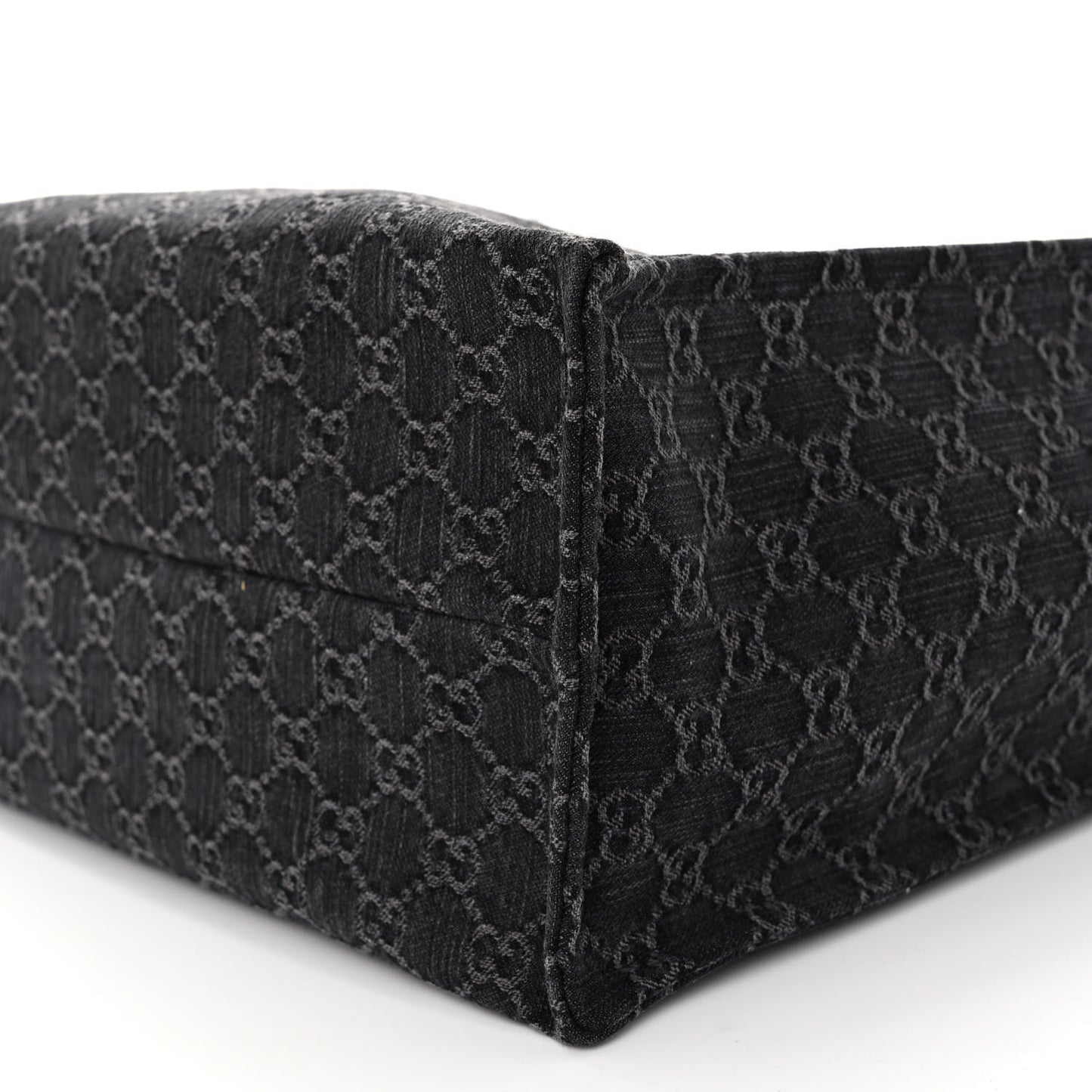 Denim Ophidia GG Monogram Large Tote Black Grey