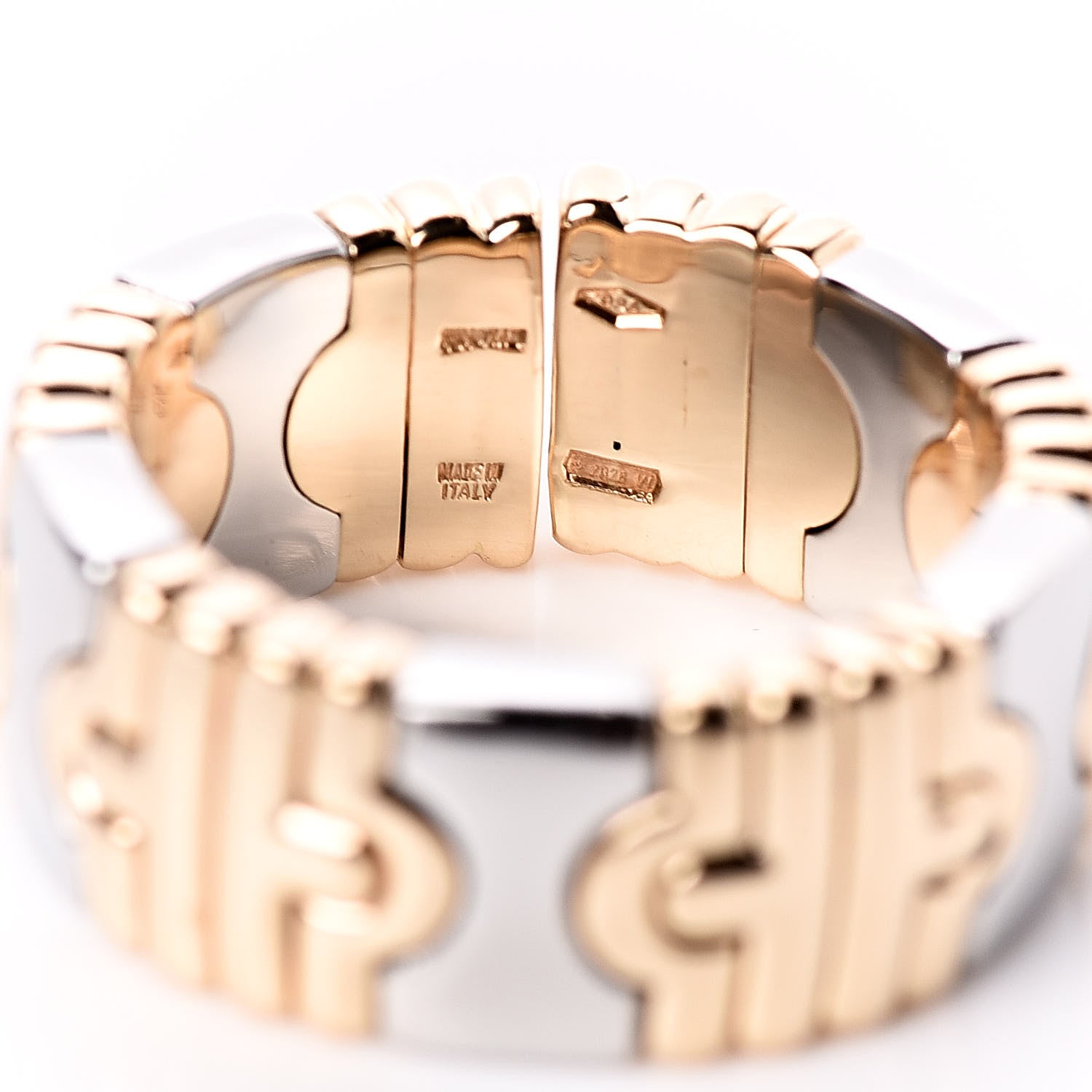 Bulgari Stainless Steel 18K Yellow Gold Parentesi Ring 53 6.25 4 of 4