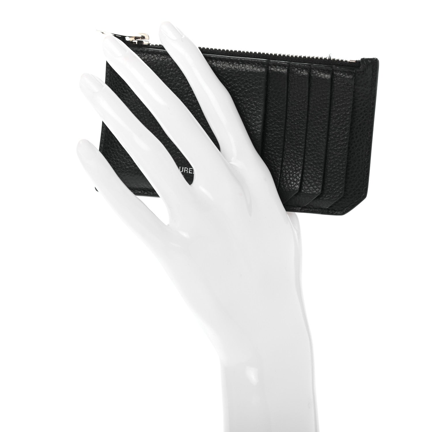 Saint Laurent Grained Calfskin 5 Fragments Zip Pouch Card Holder Black 2 of 12