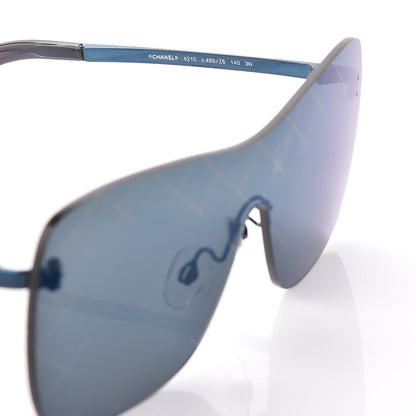 Chanel Shield Runway Sunglasses 4215 Silver Blue Mirror 5 of 8
