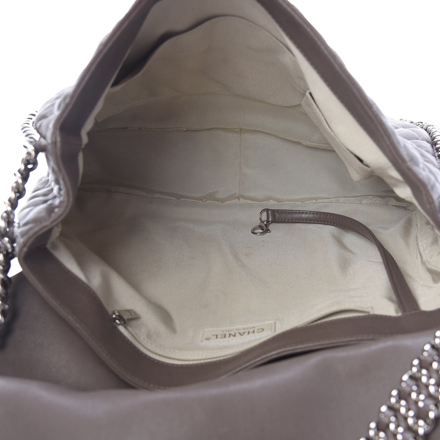 Washed Lambskin Quilted Chain Around Maxi Flap Taupe