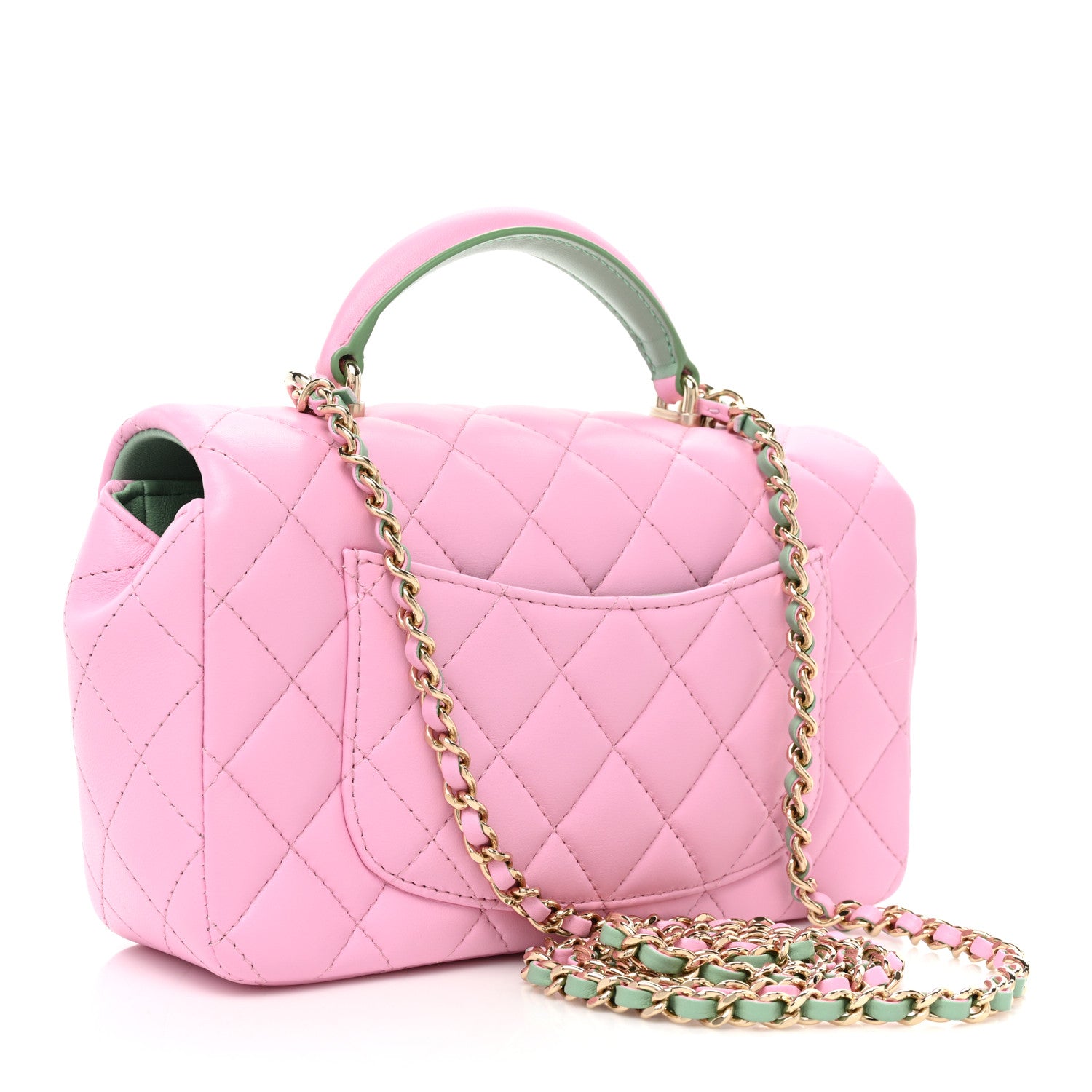Chanel Lambskin Quilted Mini Top Handle Rectangular Flap Lilac Light Green 4 of 10