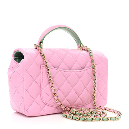 Chanel Lambskin Quilted Mini Top Handle Rectangular Flap Lilac Light Green 4 of 10