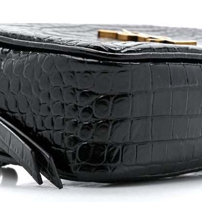 Saint Laurent Patent Calfskin Crocodile Embossed Monogram Lou Belt Bag Black 10 of 10