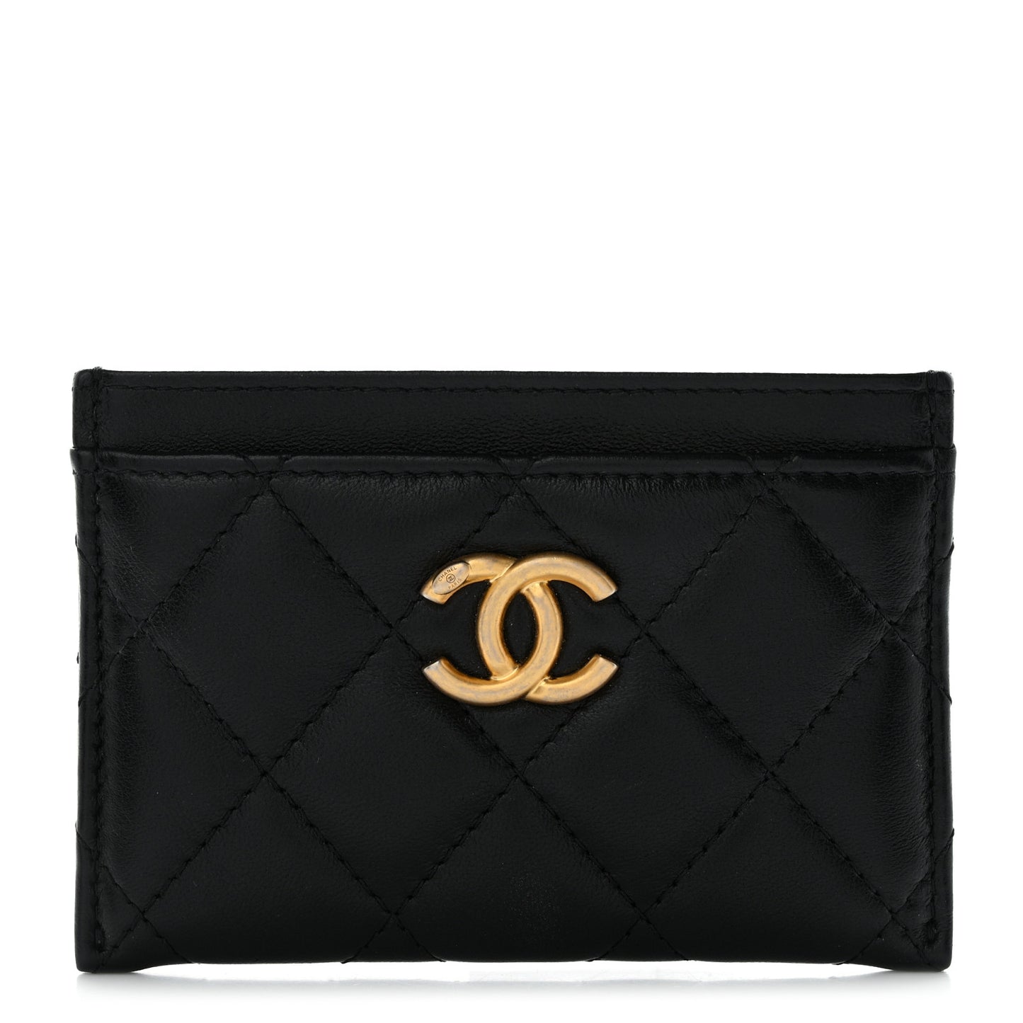 Lambskin Quilted CC Card Holder Black