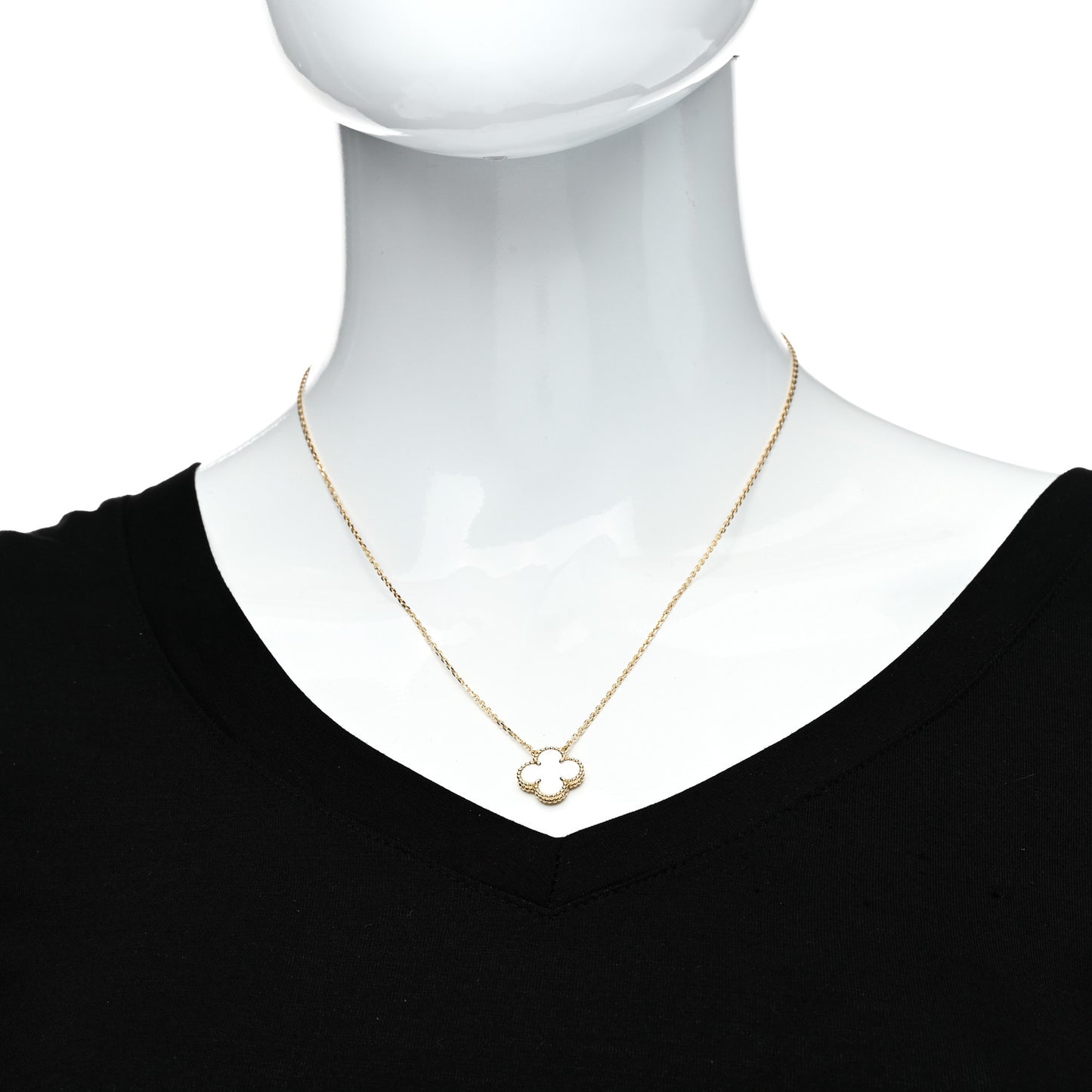 18K Yellow Gold Mother of Pearl Vintage Alhambra Pendant Necklace