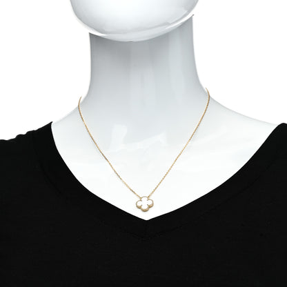 Van Cleef & Arpels 18K Yellow Gold Mother of Pearl Vintage Alhambra Pendant Necklace 2 of 6