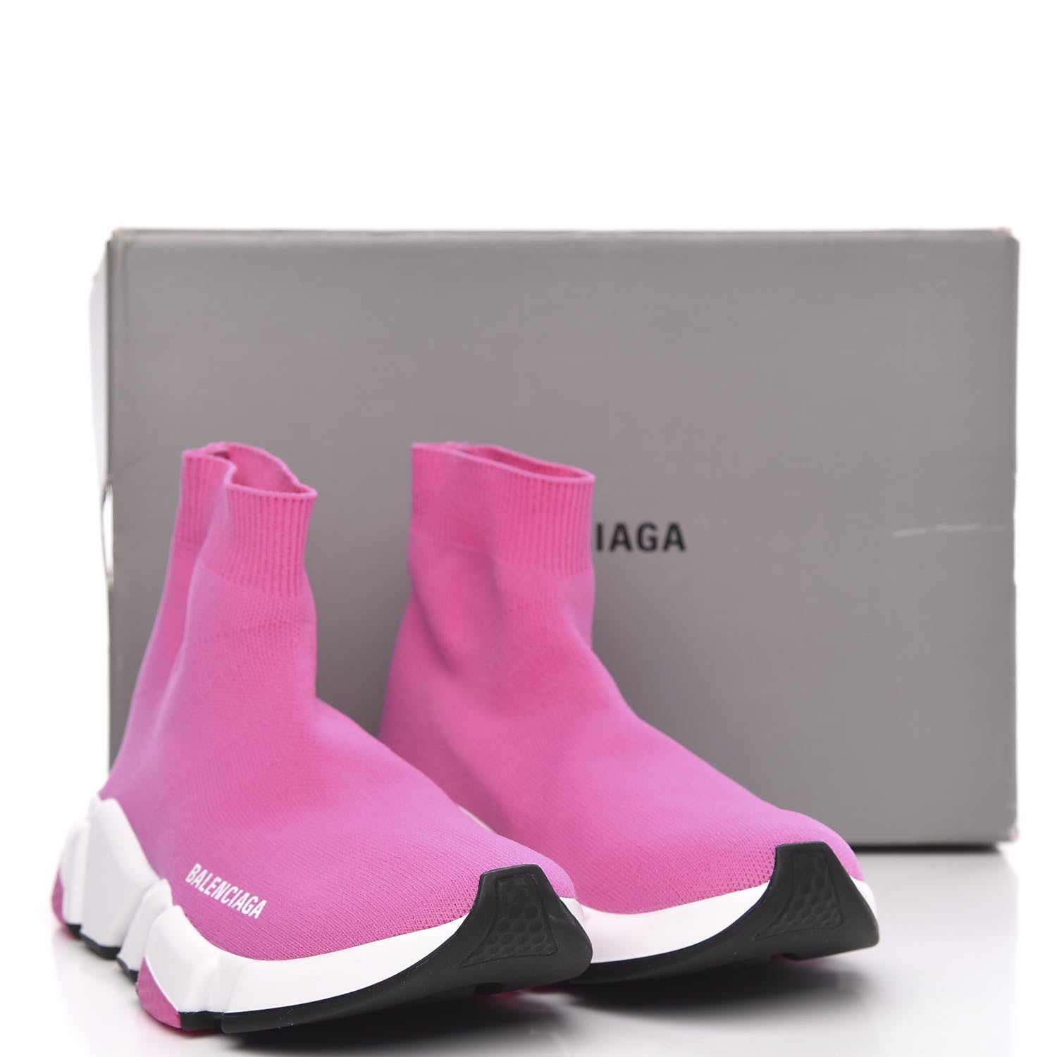 Balenciaga Neoprene Knit Tri-Color Sole Womens Speed Sneakers 38 Pink White Black 8 of 8