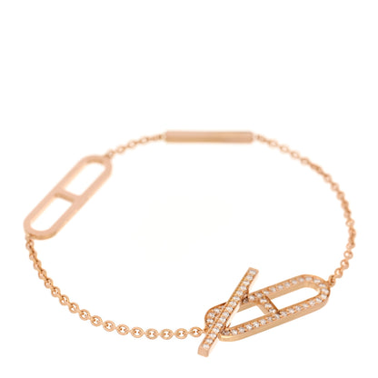Hermes 18K Rose Gold Diamond PM Ever Chaine D'Ancre Bracelet ST 1 of 3