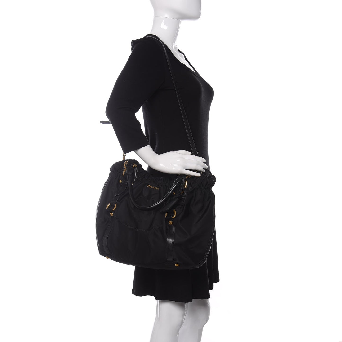 Tessuto Nylon Jacquard Logo Tote Black