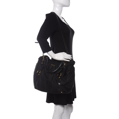 Prada Tessuto Nylon Jacquard Logo Tote Black 2 of 11