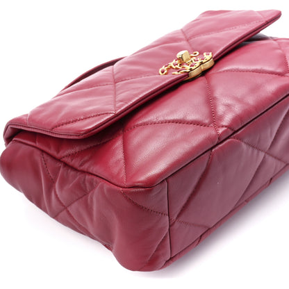 Chanel Goatskin Quilted Large Chanel 19 Flap Dark Pink 10 of 11