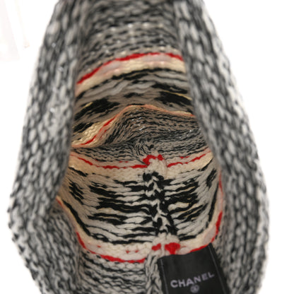 Chanel Wool Shearling CC Beanie Hat Grey Black Red 5 of 7