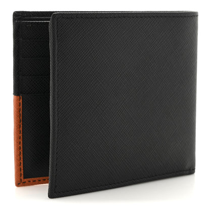 Prada Saffiano Bi-Fold Wallet Black Papaya 3 of 10