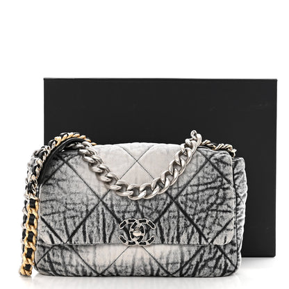 Chanel Washed Denim Quilted Medium Chanel 19 Flap Black White 11 of 11
