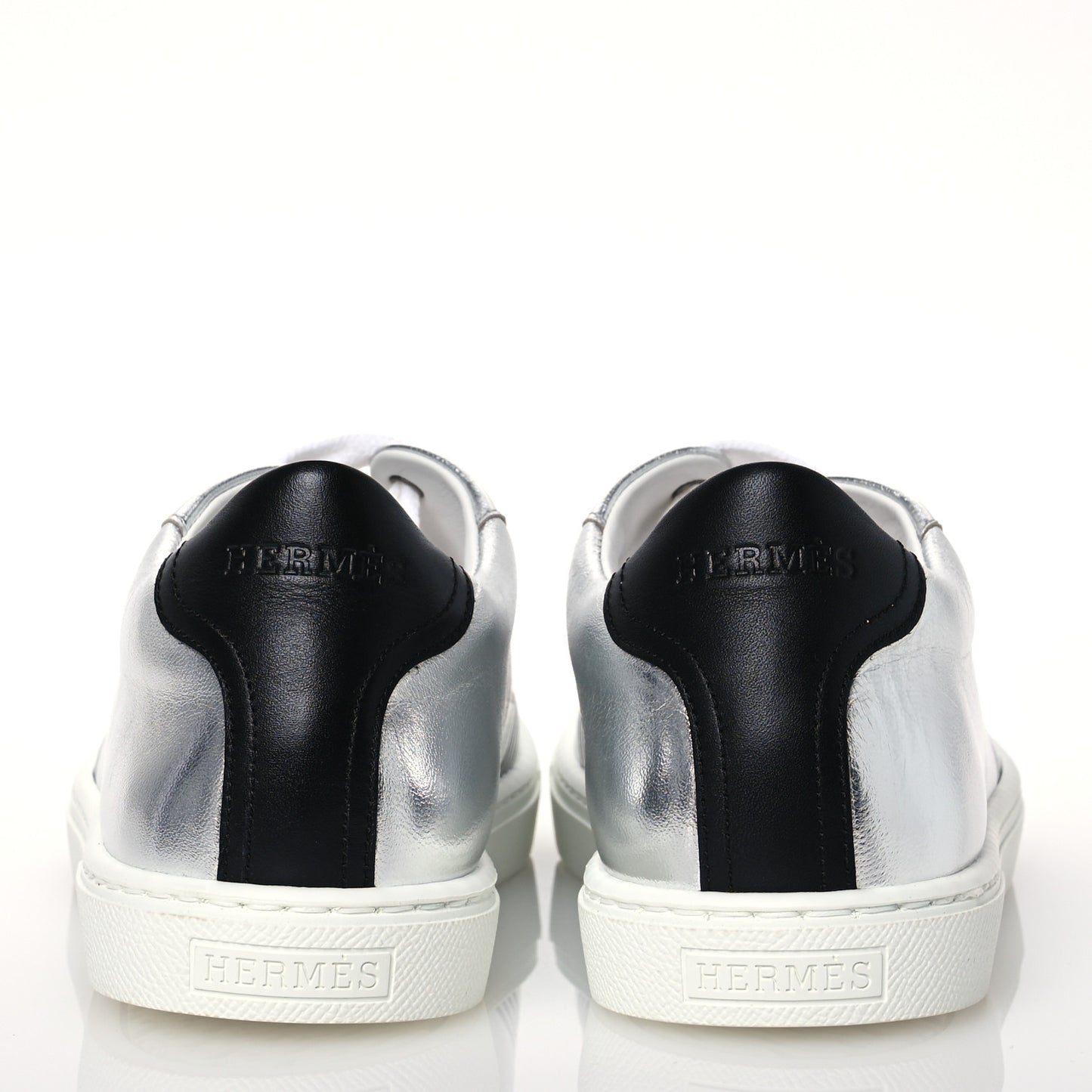 Metallic Nappa Calfskin Womens Avantage Sneakers 36 Gris Argente Black