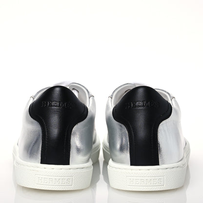 Hermes Metallic Nappa Calfskin Womens Avantage Sneakers 36 Gris Argente Black 5 of 9