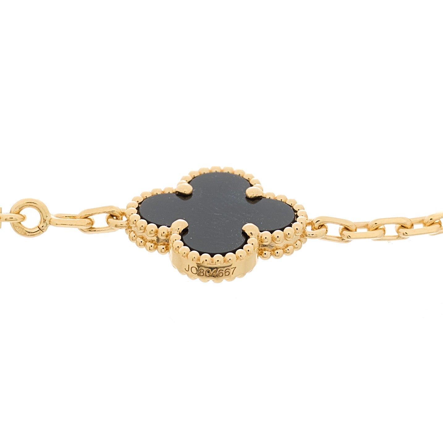 Van Cleef & Arpels 18K Yellow Gold Black Onyx 5 Motifs Vintage Alhambra Bracelet 3 of 5