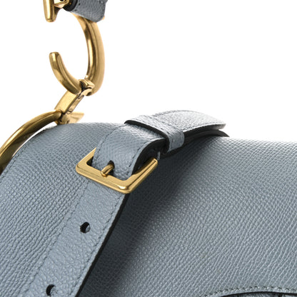 Christian Dior Grained Calfskin Saddle Bag With Strap Sky Blue 8 of 10
