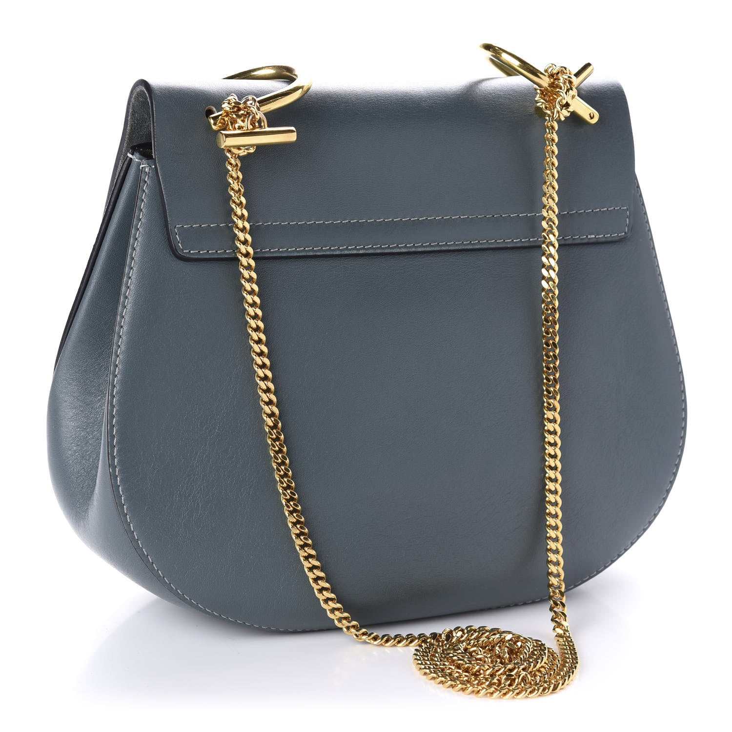 Chloe Suede Smooth Calfskin Drew Shoulder Bag Cloudy Blue 3 of 10