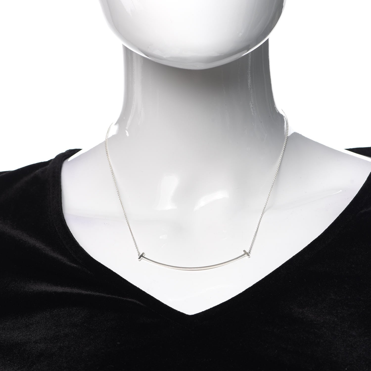 Tiffany Sterling Silver Large T Smile Pendant Necklace 2 of 6